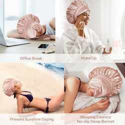 BONNET QUEEN Double Hyaluronic Acid Bonnet with Eye Mask for Women Non Slip Adjustable Hair Cap for Curly Hair Breathable Night Sleep Bonnet with Stretch Fit Machine Washable Small Head Circumference - Haircare curly hair gift ideas