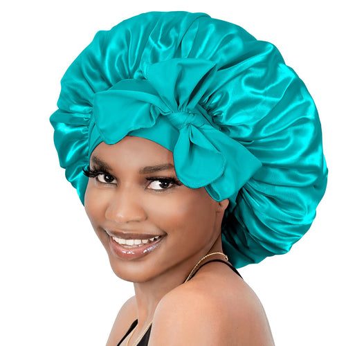 BONNET QUEEN Silk Satin Night Cap for Sleeping Women Adjustable Bonnet with Stretchy Band & Tie Band for Curly Hair Care Bn001-Champagne-M Machine Washable Premium Material Non-Slip Design