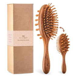 BONNET QUEEN Sandalwood Paddle Brush - Double-Sided Scalp Massager