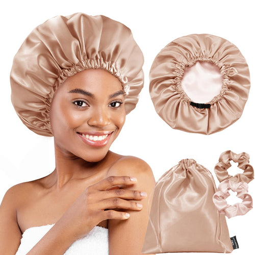 BONNET QUEEN Reversible Satin Bonnet Set | 2 Scrunchies & Bag