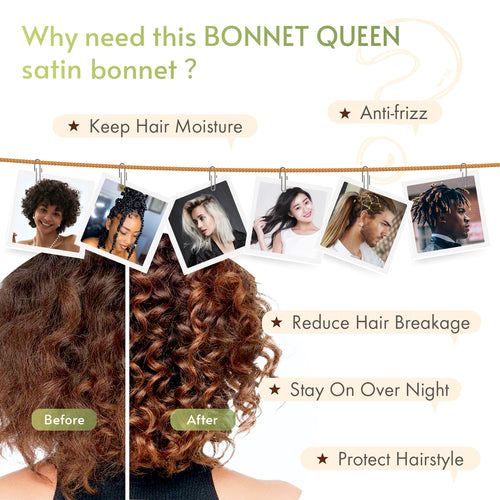 Mother's Day Gift | BONNET QUEEN Pink Satin Bonnet + Satin Heatless Hair Curler Set for Women