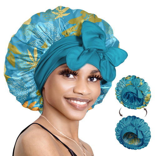 BONNET QUEEN Leopard Print Satin Bonnet - Double Layered Reversible Sleep Cap