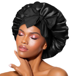 Bonnet Queen Silk Bonnet Satin Bonnet Hair Bonnet for Sleeping Night Sleep Hat with Tie Band Black Bonnet with Head Wrap for Women Natural Hair