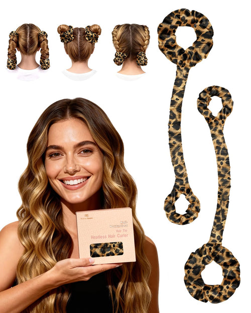 BONNET QUEEN Satin Heatless Hair Curler Set - Large Champagne Silk Ribbon Curling Rod & Scrunchies for Big Curls