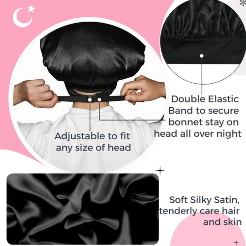 BONNET QUEEN Eye Mask Bonnet for Sleeping Women Satin Bonnet with Eye Mask Non Slip Hair Cap for  woman curly hairstyle adjustable night breathable hair care bonnet heatless hair curler hair bonnet large satin bonnet breathable hair care bonnet Haircare