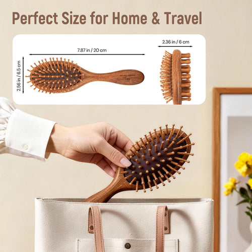 BONNET QUEEN Sandalwood Paddle Brush - Double-Sided Scalp Massager