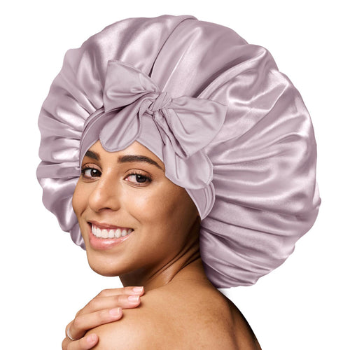 BONNET QUEEN Satin Night Cap for Women - Large Adjustable Bonnet with Tie Band for Curly Hair - Moisture Protect Edges & Natural Luster - Bn001-Black