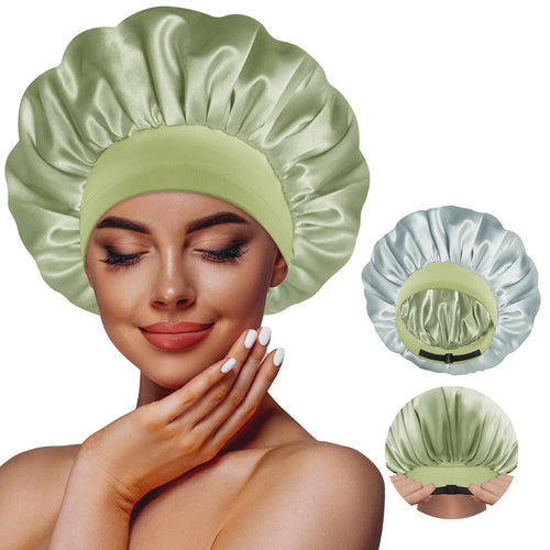 BONNET QUEEN Silky Bonnet for Sleeping Double Layer Satin Adjustable Straps lined Hair Bonnets for Sleeping , reversible hair sleeping bonnet for woman Natural curly Hair