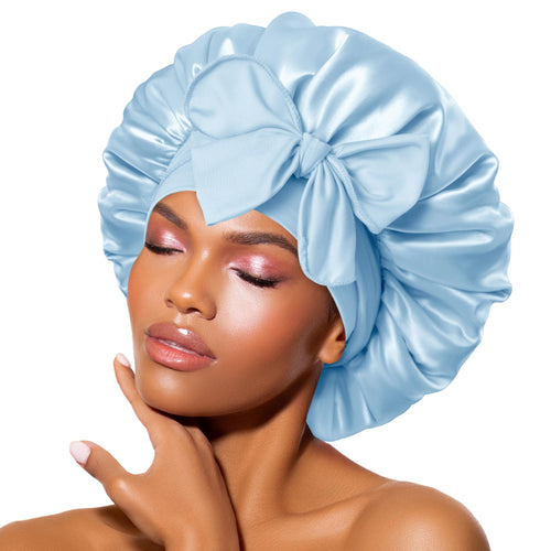 BONNET QUEEN Silk Satin Night Cap for Sleeping Women Adjustable Bonnet with Stretchy Band & Tie Band for Curly Hair Care Bn001-Champagne-M Machine Washable Premium Material Non-Slip Design