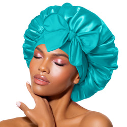 Satin Tie Bonnet Standard Aqua Blue