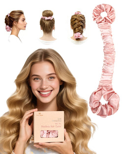 Mother's Day Gift | BONNET QUEEN Pink Satin Bonnet + Satin Heatless Hair Curler Set for Women
