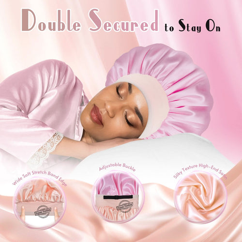 Adjustable Double - Layer Silky Satin Bonnet - BONNET QUEEN