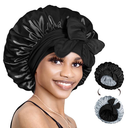 BONNET QUEEN Leopard Print Satin Bonnet - Double Layered Reversible Sleep Cap