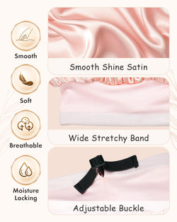 BONNET QUEEN Jade & Pink Adjustable Satin Bonnet Double Layer Reversible Night Cap for Women Heatless Haircare Gift Beanie Bn005B Machine Washable Elastic Band Frizz Prevention Silky Material Large Volume Versatile Hair Care Accessory - Daily