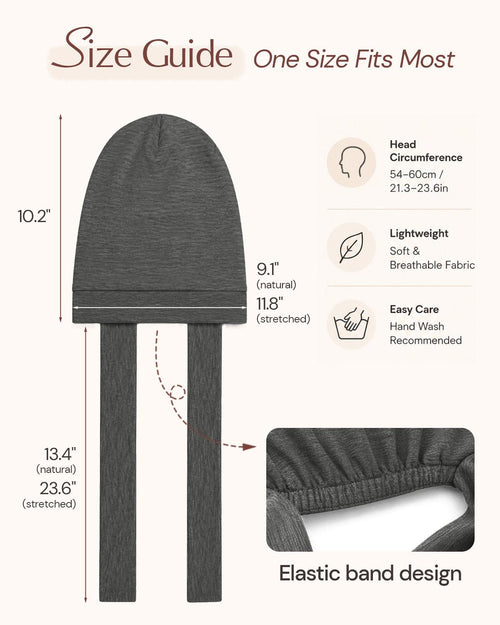 BONNET QUEEN Women's Silky Smooth Silk Sleeping Bonnet, Double-Layer Satin Cap with Adjustable Elastic Tie Band, Haircare Night Sleep Wrap for Frizz Control