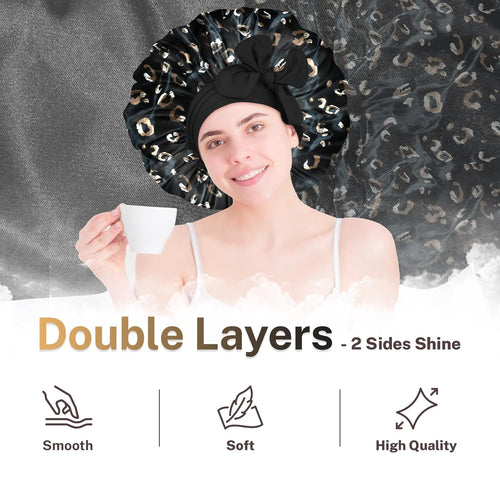 Double Layer Reversible Silky Satin Bonnet with Tie Band Large - BONNET QUEEN