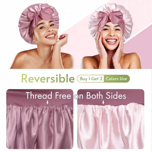 Double Layer Silk Satin Bonnet with Tie Standard