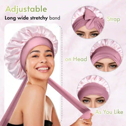 Double Layer Silk Satin Bonnet with Tie Standard
