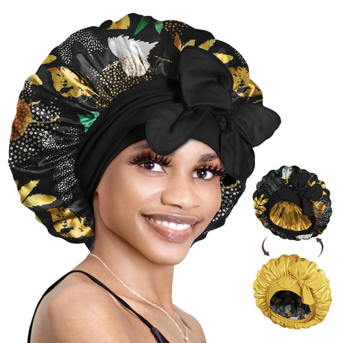 BONNET QUEEN Leopard Print Satin Bonnet - Double Layered Reversible Sleep Cap