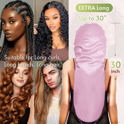 Extra Long Silky Satin Braid Bonnet with Tie Band Light Rose Gold - BONNET QUEEN