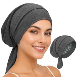 BONNET QUEEN Women's Silky Smooth Silk Sleeping Bonnet, Double-Layer Satin Cap with Adjustable Elastic Tie Band, Haircare Night Sleep Wrap for Frizz Control