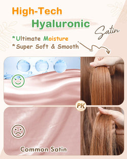 Advertisement for high-tech hyaluronic hair product showing moisture and smoothness benefits.