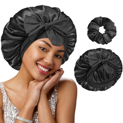 HYALURONIC ACID Silk Bonnet Double Layer Adjustable Tie Band - BONNET QUEEN