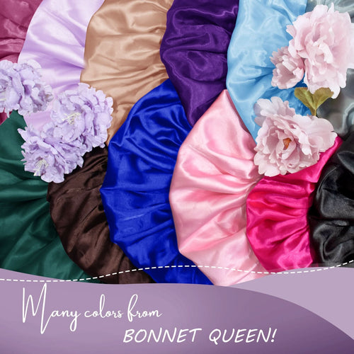 Long Silky Satin Braid Bonnet with Tie Band Deep Purple - BONNET QUEEN