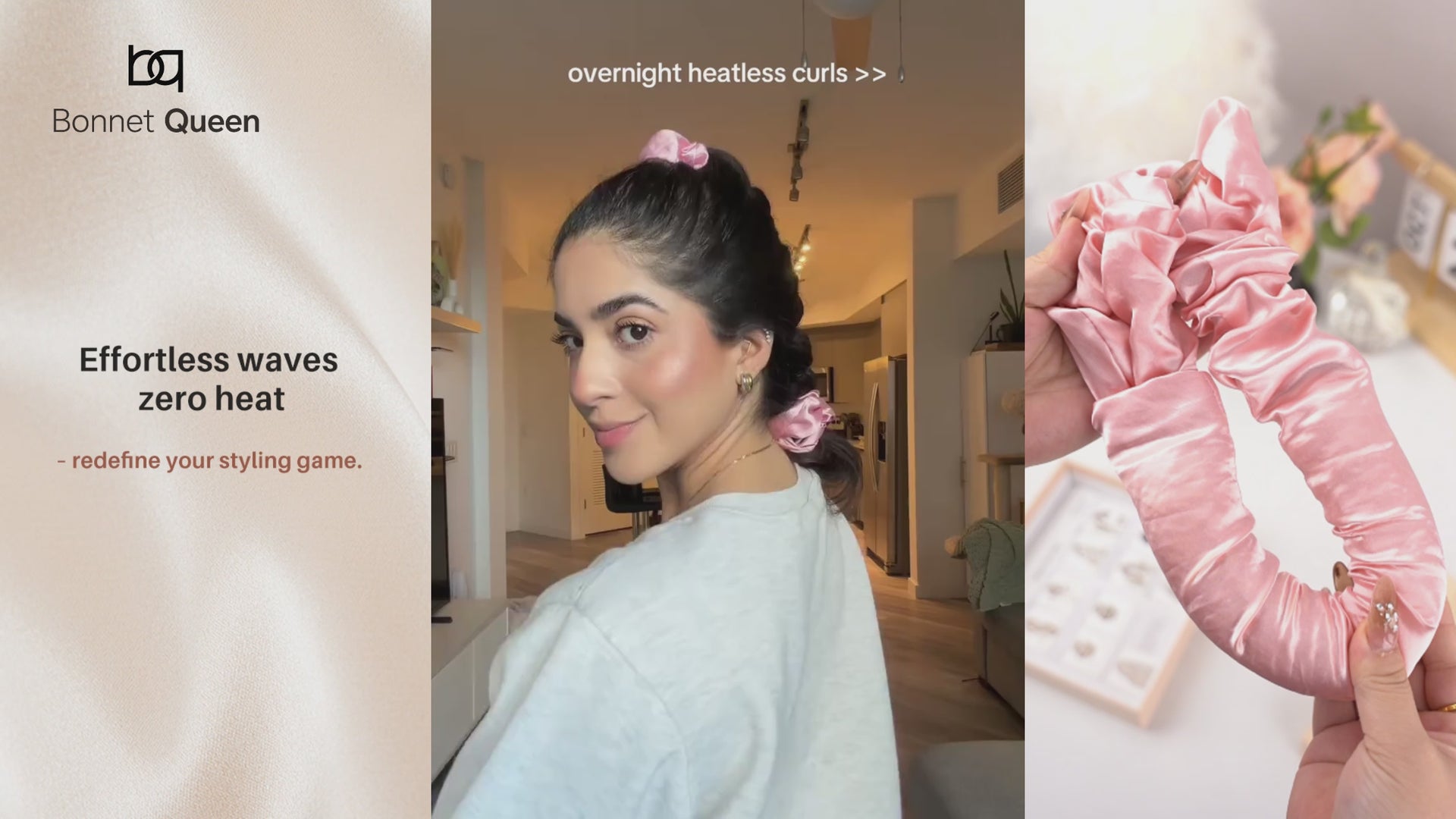 BONNET QUEEN Satin Heatless Hair Curler Set
