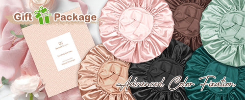 Satin Bonnet Hair Wrap with Elastic Wide Band Sleep Cap for Curly Hair - BONNET QUEEN