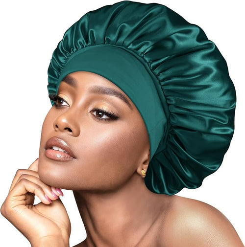 Satin Bonnet Hair Wrap with Elastic Wide Band Sleep Cap for Curly Hair - BONNET QUEEN