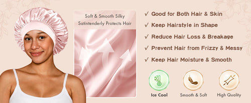 Satin Bonnet Hair Wrap with Elastic Wide Band Sleep Cap for Curly Hair - BONNET QUEEN