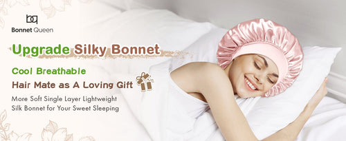 Satin Bonnet Hair Wrap with Elastic Wide Band Sleep Cap for Curly Hair - BONNET QUEEN