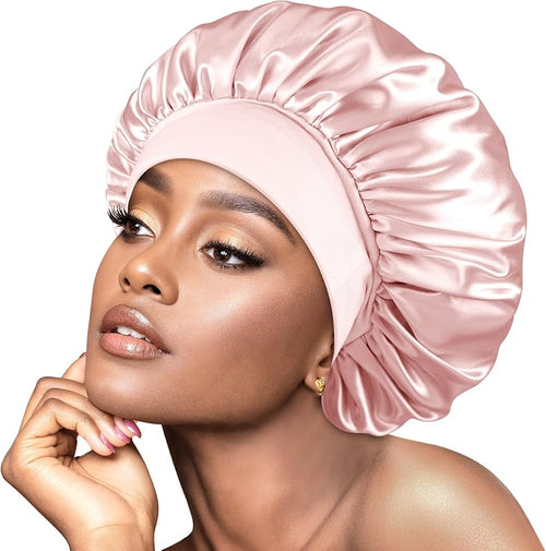 Satin Bonnet Hair Wrap with Elastic Wide Band Sleep Cap for Curly Hair - BONNET QUEEN