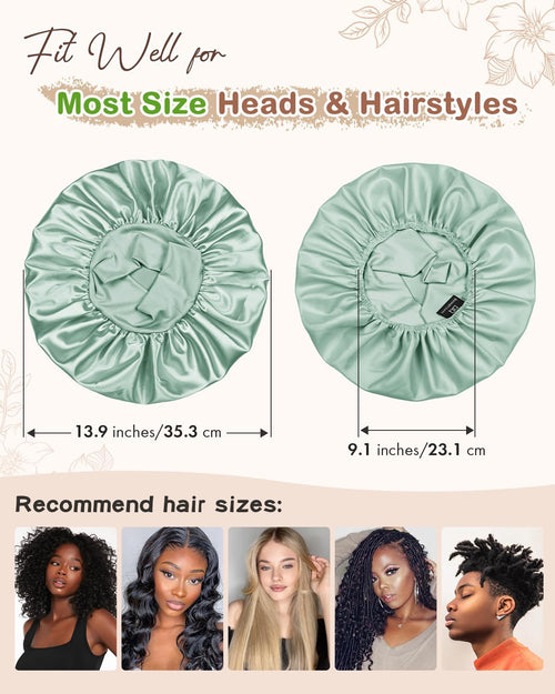 Satin Bonnet Hair Wrap with Elastic Wide Band Sleep Cap for Curly Hair - BONNET QUEEN