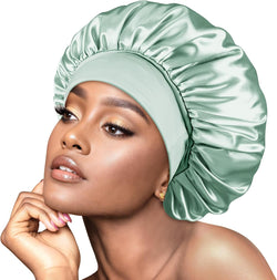 Satin Bonnet Hair Wrap with Elastic Wide Band Sleep Cap for Curly Hair - BONNET QUEEN