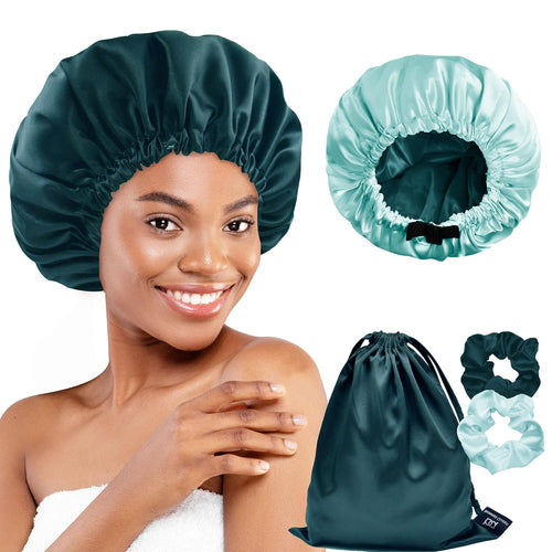 Satin Double Layer Reversible Hair Bonnet (With 2 Scrunchies & 1 Satin Bag) - BONNET QUEEN