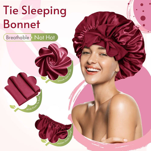 Satin Tie Bonnet Standard Burgundy - BONNET QUEEN