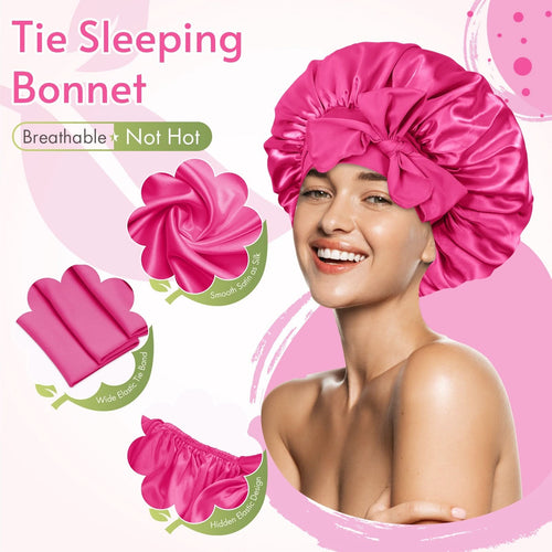 Satin Tie Bonnet Standard Hot Pink - BONNET QUEEN