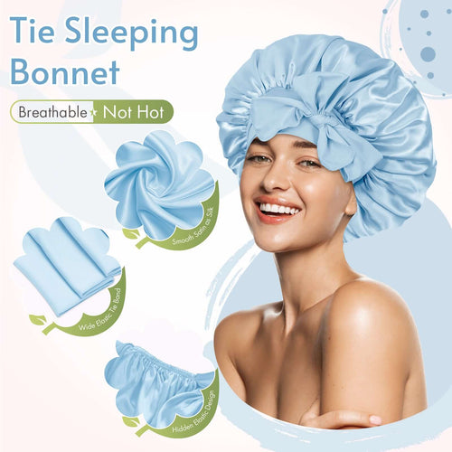 Satin Tie Bonnet Standard Light Blue - BONNET QUEEN