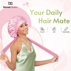 Satin Tie Bonnet Standard Pink - BONNET QUEEN