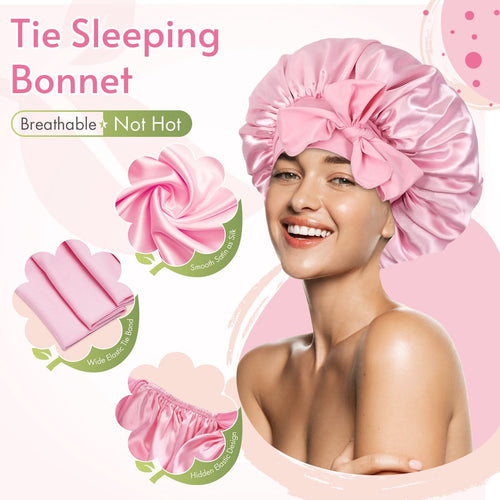 Satin Tie Bonnet Standard Pink - BONNET QUEEN