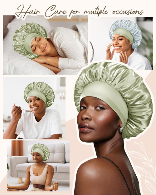 Silk Bonnet Double Layer Reversible Satin Bonnet Sleep Cap for Curly Hair - BONNET QUEEN