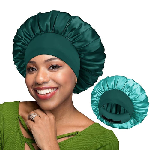 Silk Bonnet Double Layer Reversible Satin Bonnet Sleep Cap for Curly Hair - BONNET QUEEN