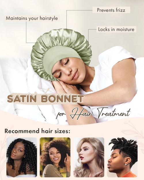 Silk Bonnet Double Layer Reversible Satin Bonnet Sleep Cap for Curly Hair - BONNET QUEEN