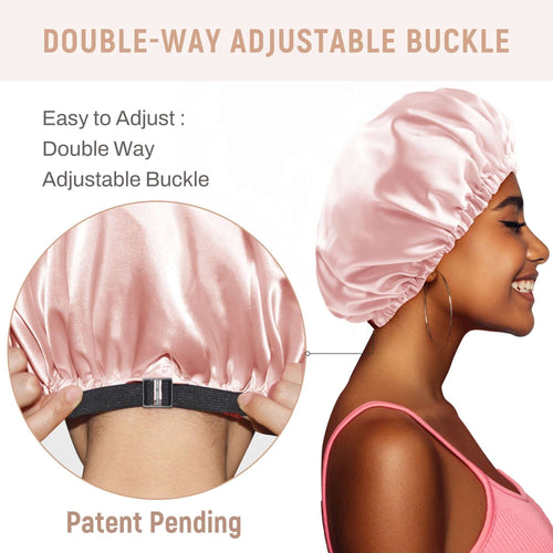 Silk Satin Bonnet Double Layer Reversible Elastic with 2 Scrunchies & 1 Satin Bag Jade - BONNET QUEEN