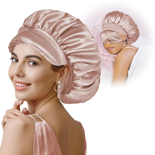 Silky Satin Bonnet with Eye Mask - BONNET QUEEN