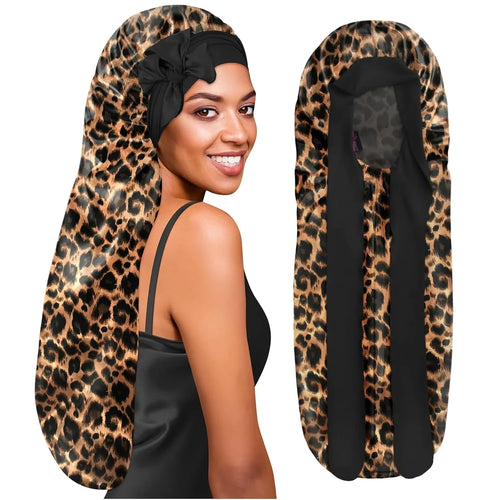 Silky Satin Braid Bonnet with Tie Band Large - BONNET QUEEN